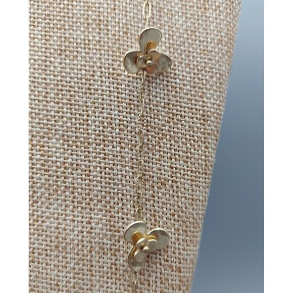 Jade & Jasper Long Chain Station Necklace 3D Flowers Textured Chain 38" Long - Picture 8 of 11